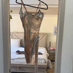 Elegant Silver and Tan Women's Dress